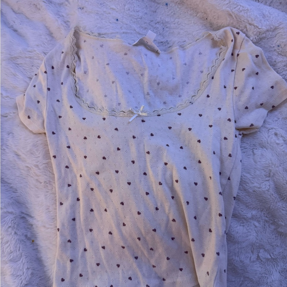 Women's Cream Polka Dot Top